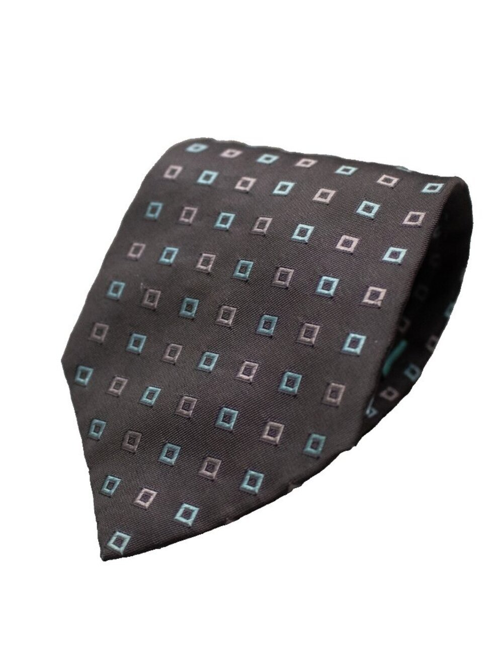 Tiffany & Co Tie 100% Silk Made in Italy Box Woven Pattern Silver 3.75"